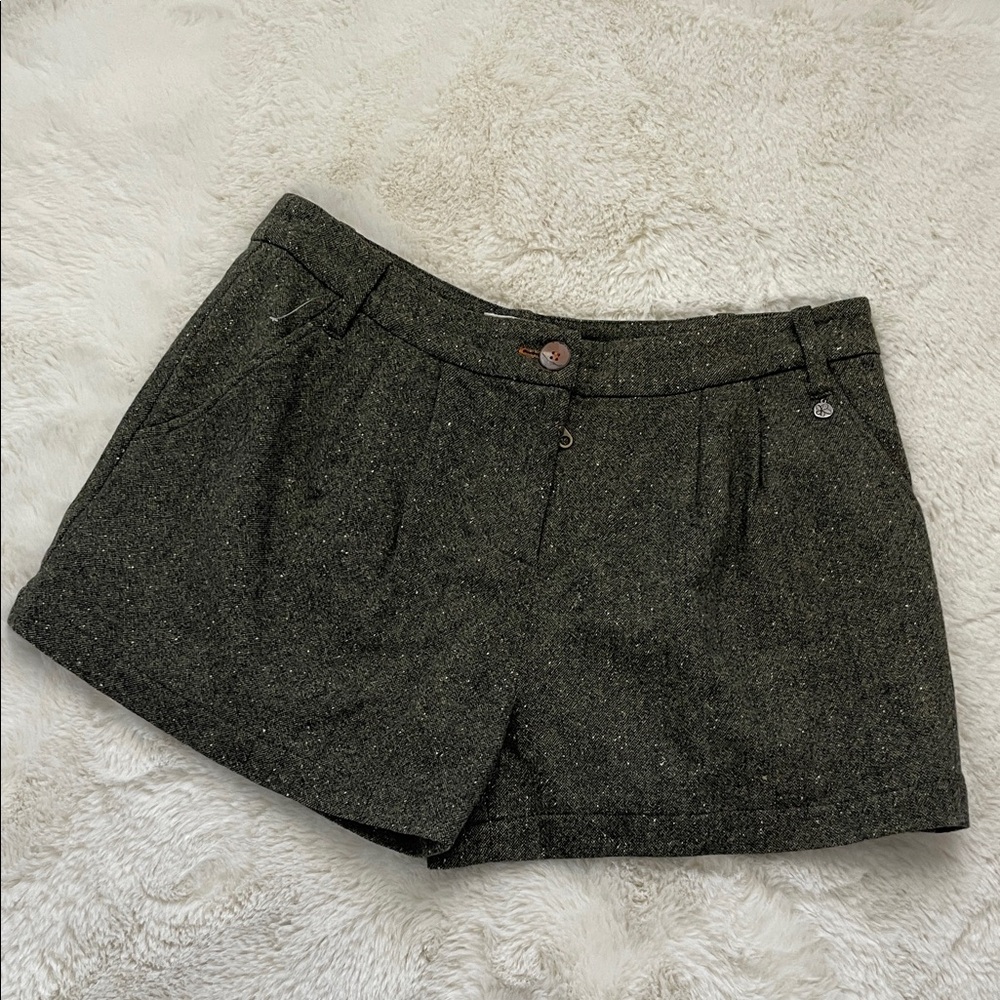 Chic High Waist Tweed Shorts in Black